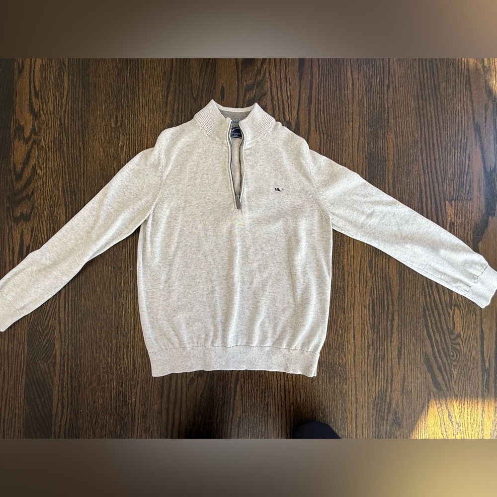 Vineyard Vines Light Gray Quarter Zip Sweater